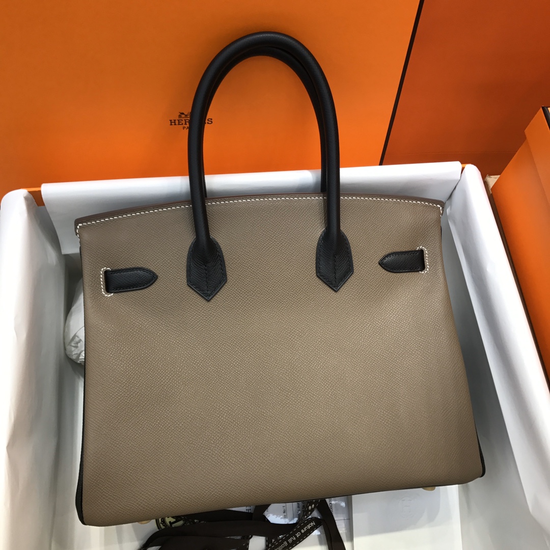 Hermes Birkin 35CM Epsom Leather Handbag Etoupe Black